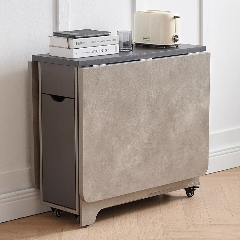 [Pre order] Wooden Folding Dining Table with Sideboard and Folding Stools For Small Household