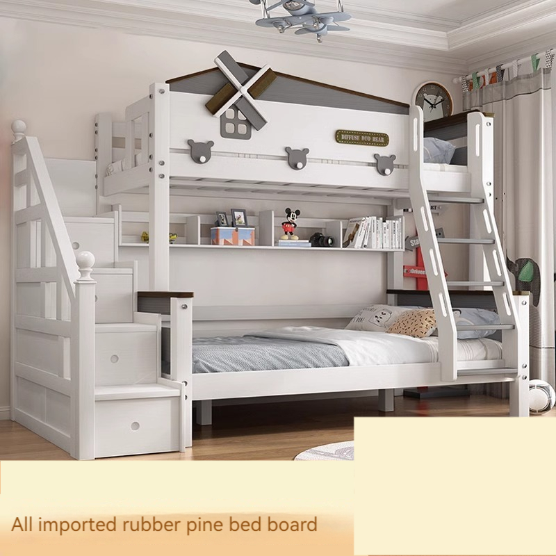 [Pre-order] All solid wood children's bed high and low beds boys' bunk beds girls' mother's beds two-story ladder beds with upper and lower bunk beds-Smart-Living