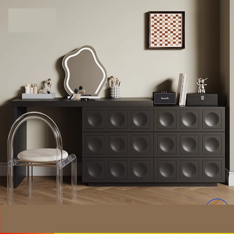 [Pre-order] New chinese style solid wood dresser one cabinet makeup table premium feeling bedroom telescopic corner bedside chest of drawers cream style-Smart-Living