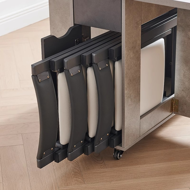 Carbon steel folding chairs for small unit dining tables, equipped with storage chairs, black and white dining chairs, capable of bearing 300 pounds-Smart-Living