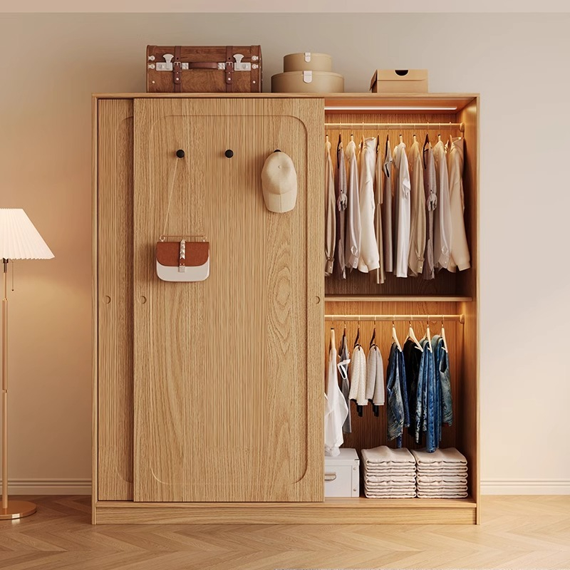 [Pre-order] Customizable wardrobe, sliding door, home master bedroom, sliding door wardrobe, ecological board, wooden wind coat cabinet, storage cabinet-Smart-Living