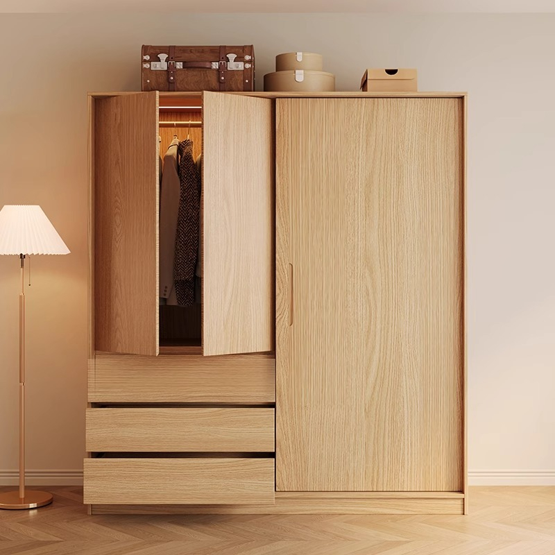 [Pre-order] Sliding door wardrobe, wooden style wardrobe, home bedroom, Japanese style sliding door wardrobe, 2024 new storage wardrobe-Smart-Living