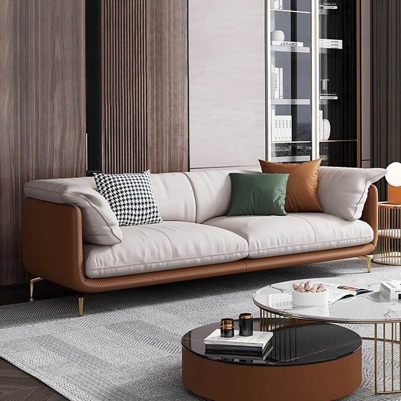 PRE ORDER / BTO PACKAGE - VR - SOFA - FD-8873 Office Sofa Genuine Leather Italian Style Coffee Table Set, Reception Lounge Area, Leisure Business Office Sofa Four-Seater