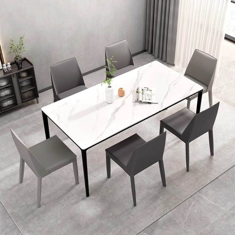 PRE ORDER / BTO PACKAGE - VR - Dinning Table - FD-C13 Household Rock Panel Dining Table  Italian Aluminum Alloy Dining Table  Small Space Rectangle Dining Table  Cream Aesthetic Restaurant Table