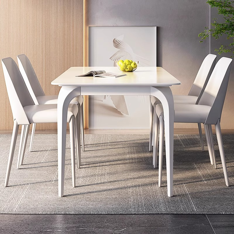 PRE ORDER / BTO PACKAGE - VR - Dinning Table - FD-C16 Cream-style Pure White Marble Dining Table and Chairs - Luxury Italian-inspired Rectangular Viral New Design Dining Set