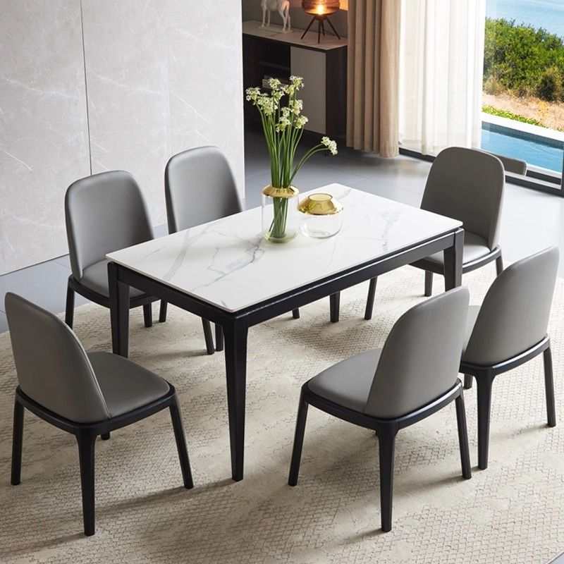 PRE ORDER / BTO PACKAGE - VR - Dinning Table - FD-C19 Nordic Light Rock Panel Small Apartment Dining Table, Simple Modern Rectangular White Ash Wood Minimalist Compact Family Dining Table