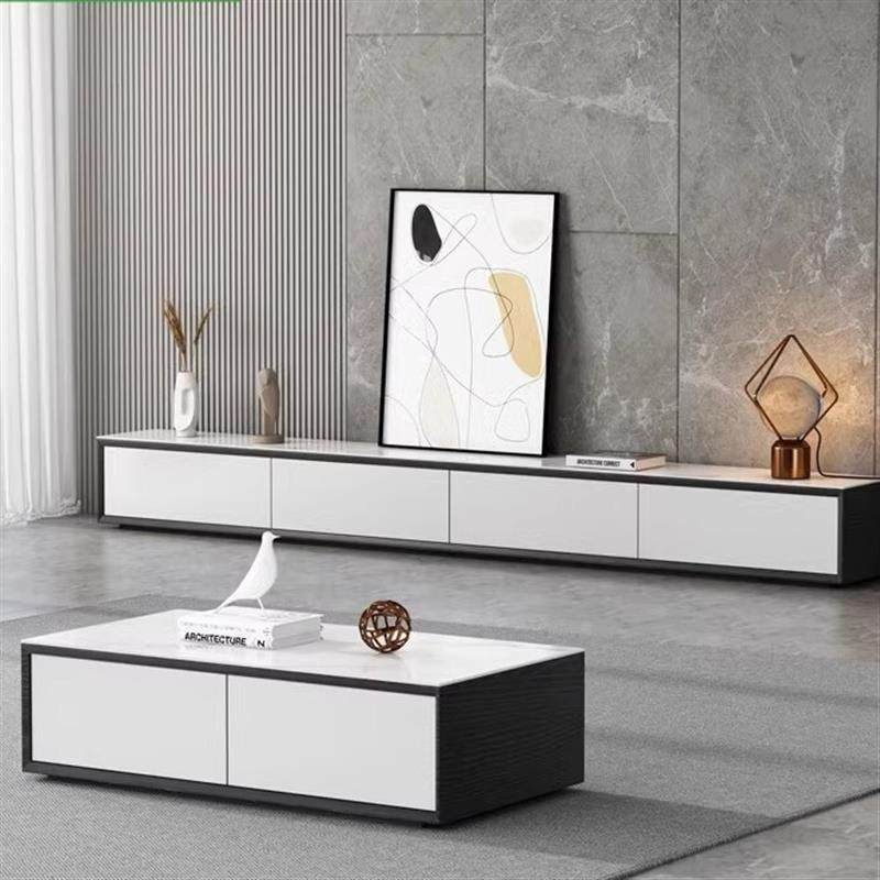 (Pre-Order/BTO Package)Modern Minimalist Solid Wood TV Stand with Stone Panel, Light Luxury Floating Design, Low-Profile Floor-Mounted Cabinet for Small Living Room