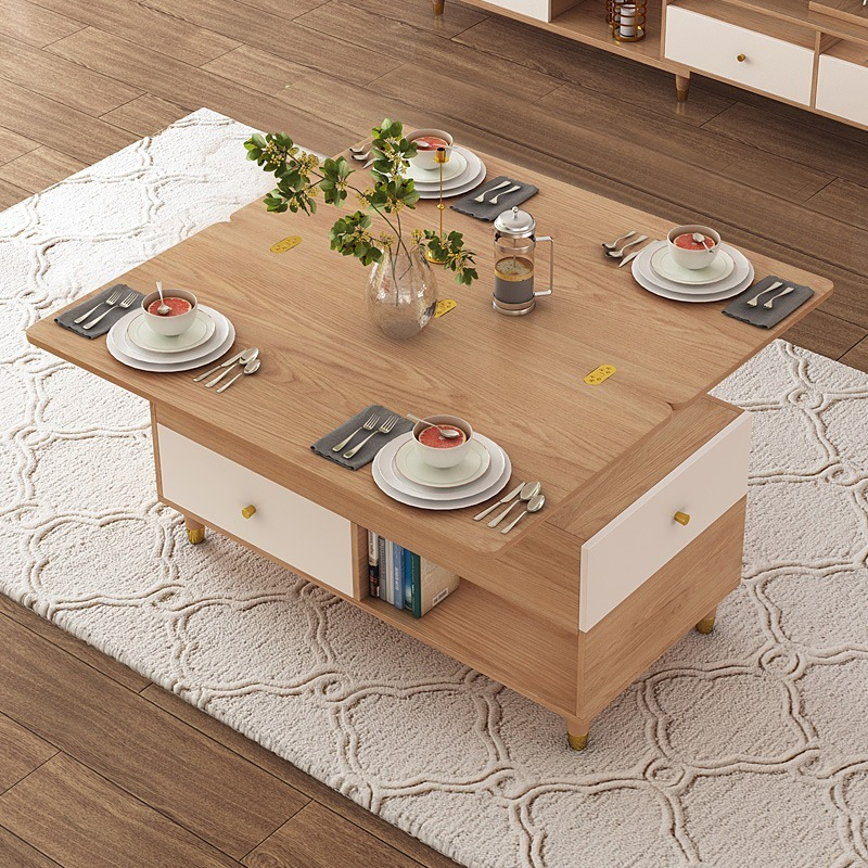 PRE ORDER / BTO PACKAGE - VR - Coffee table -S4014# 1 Meter Lift-up Coffee Table Convertible to Dining Table - Multifunctional, Simple & Modern Foldable 2-in-1 Nordic Living Room Furniture