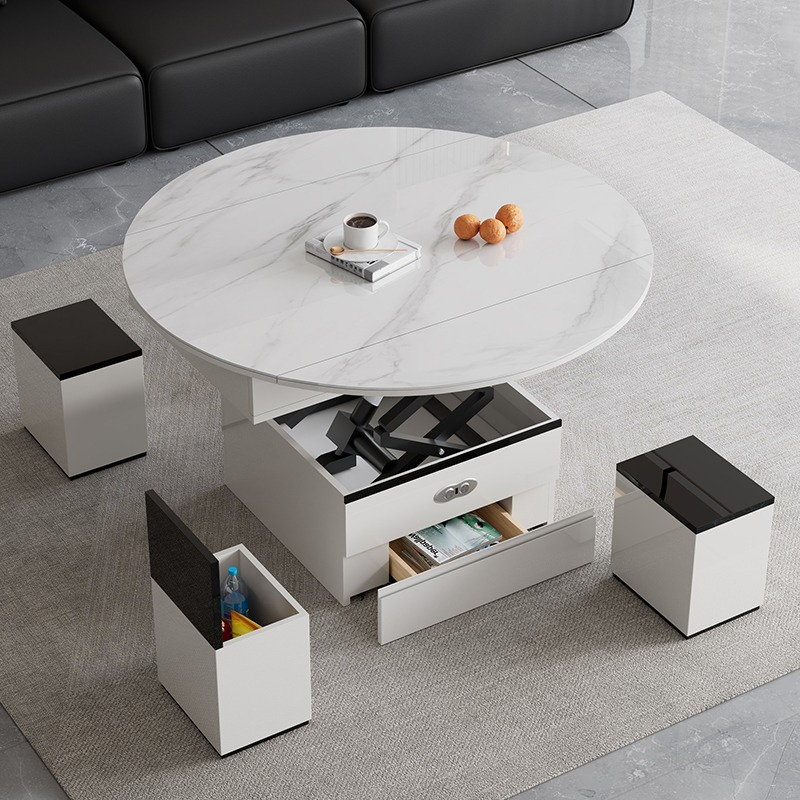 PRE ORDER / BTO PACKAGE - VR - Coffee table -2023# Multi-functional Electric Lift Coffee Table - Extendable & Foldable Rock Panel Smart Table for Small Spaces (Dual Use as Coffee Table and Dining Table
