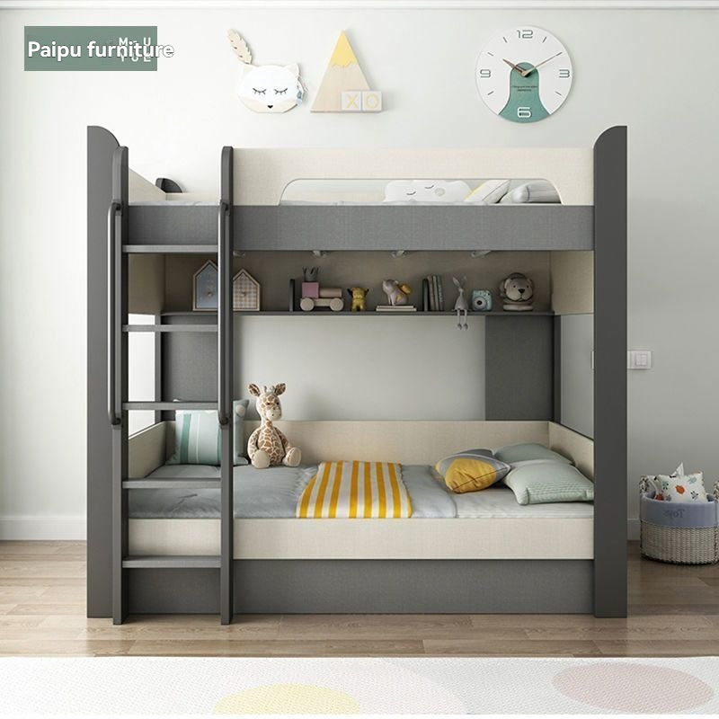 [Pre order] Solid Wood Children's Bunk Bed with Ladder Cabinets and Mattresses for Parent-Child Use