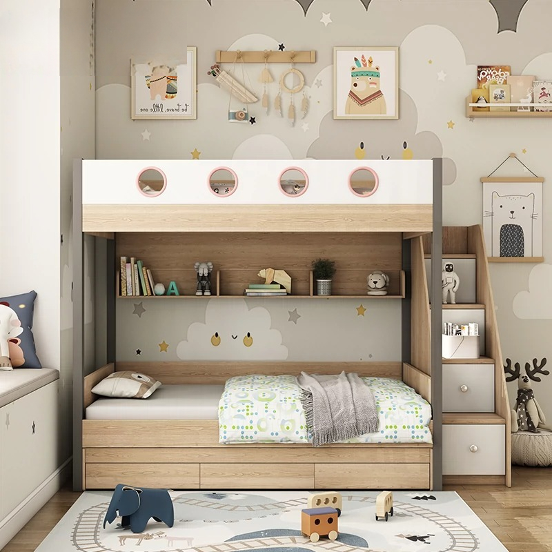 [Pre-order] Children's bed bunk bed with width high and low bed multi-functional combination double bed storage bed mother bed tow bed small apartment type-Smart-Living