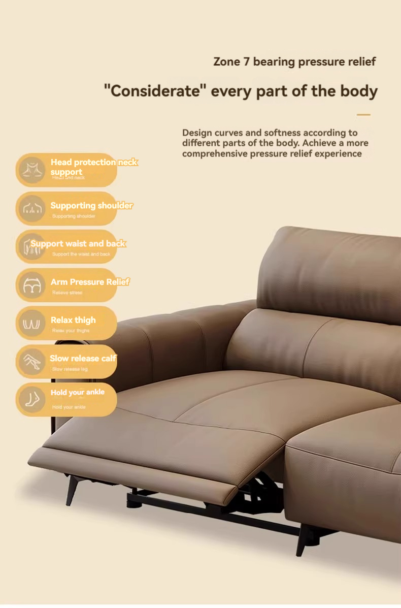 [Pre-order] Chivas official flagship shop electric function sofa Italian simple head leather multifunctional straight sofa light-Smart-Living