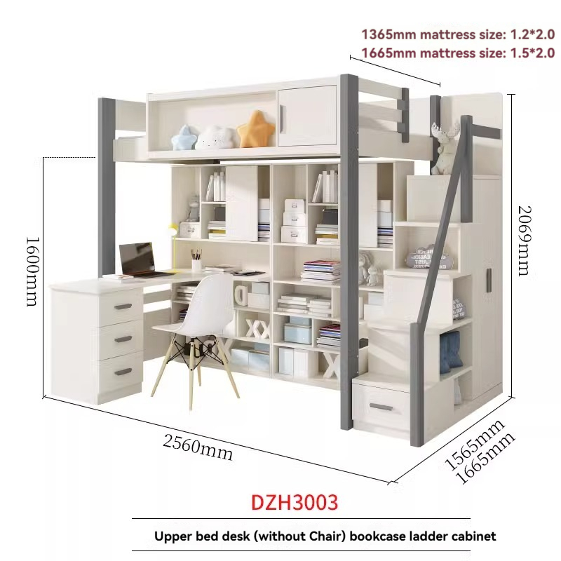 [Pre-order] Bed and table, home use, adult and child combination bed, integrated bunk bed, double layered bunk bed, high and low bed with wardrobe, desk-Smart-Living