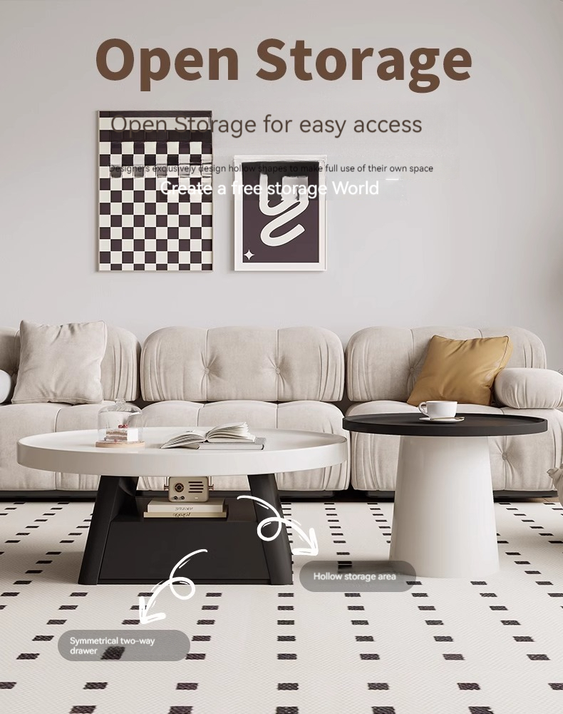 [Pre-order] Coffee table living room 2023 new small apartment several minimalist light luxury high sense of modern new creative circle-Smart-Living