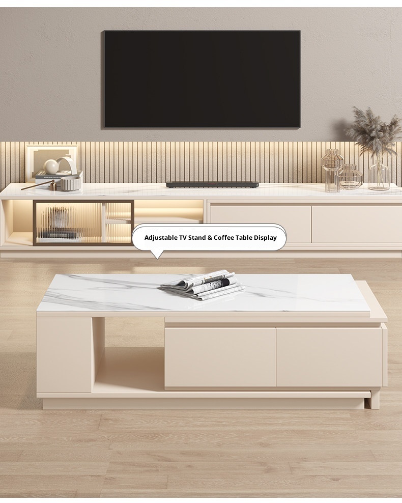 [PRE-ORDER] Cream-colored slab coffee table, modern and luxurious design.