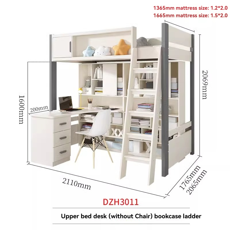 [Pre-order] Bed and table, home use, adult and child combination bed, integrated bunk bed, double layered bunk bed, high and low bed with wardrobe, desk-Smart-Living