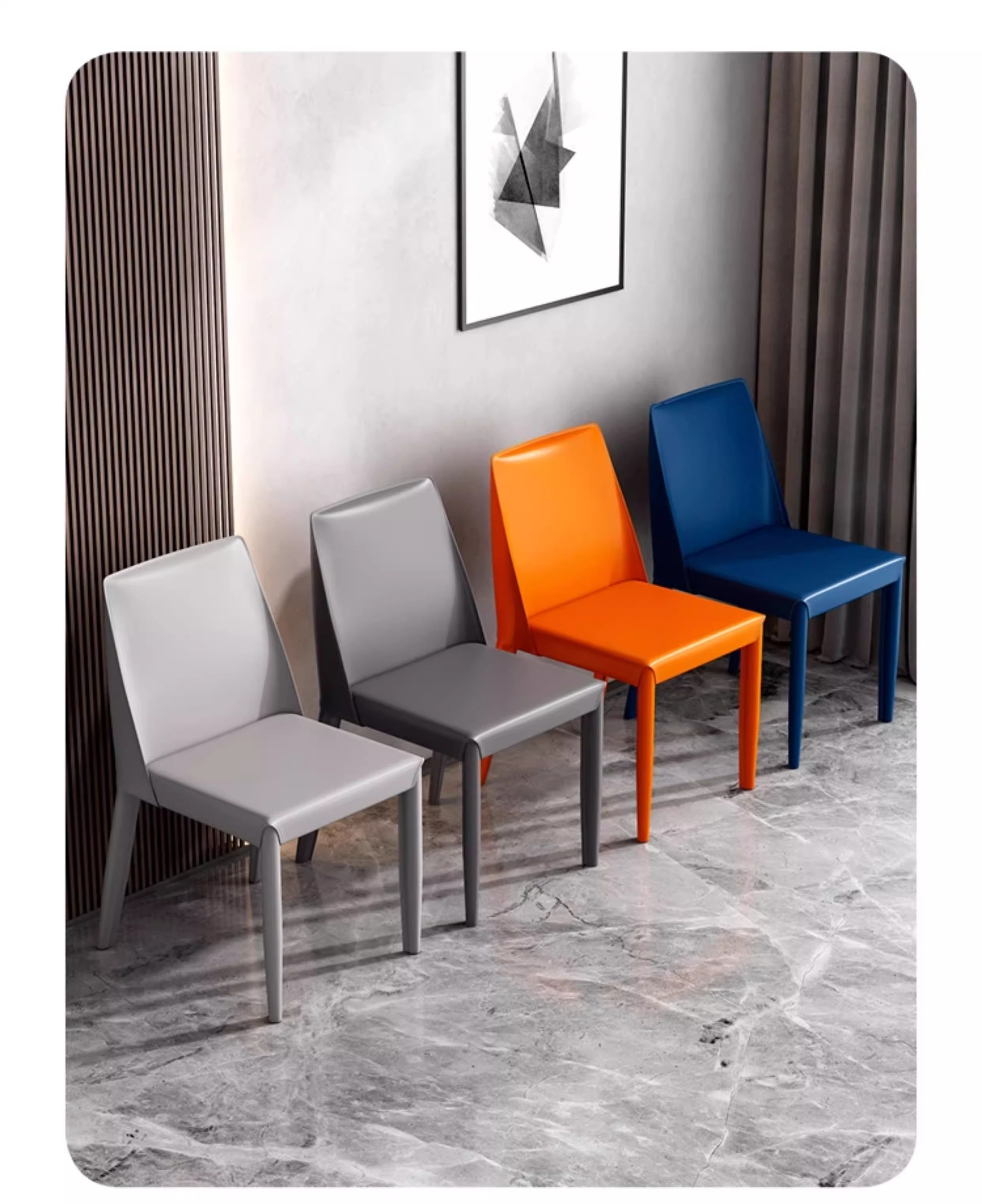 PRE ORDER / BTO PACKAGE - VR - Chair - FD-Y10 Italian Minimalist Dining Chair - Home Use Dining Table Chair with Designer Backrest, Industrial Style Saddle Leather Chair