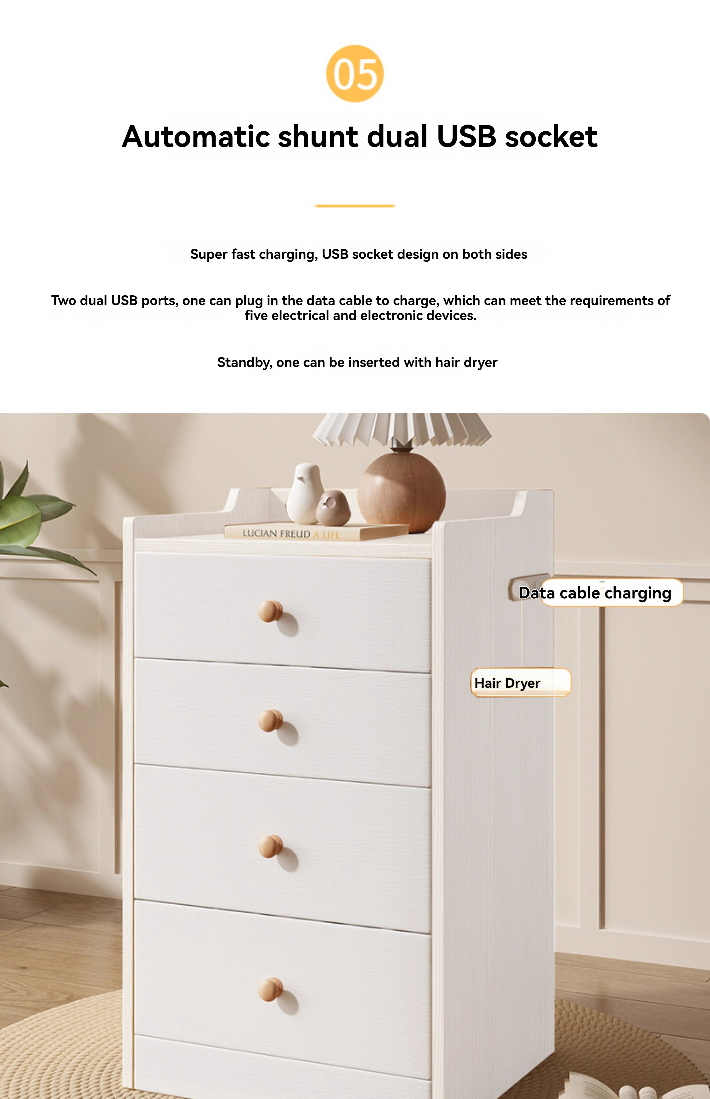 [Pre-order] Smart solid wood dressing table modern simple small apartment bedside cabinet drawer dressing table multifunctional flip storage cabinet-Smart-Living