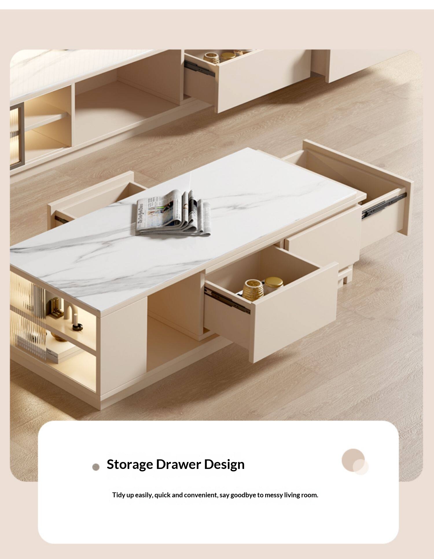 [PRE-ORDER] Cream-colored slab coffee table, modern and luxurious design.