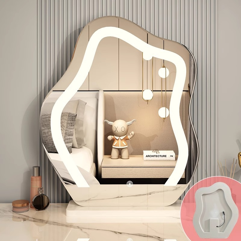 [Pre-order] Internet celebrity cloud mirror smart LED desktop bedroom dressing table makeup mirror home creative with light creative table lamp-Smart-Living