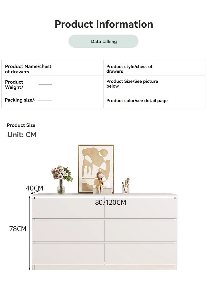 [Pre-order] Cream style six-drawer cabinet simple modern storage cabinet six-drawer cabinet bedroom living room drawer storage cabinet minimalist cabinet-Smart-Living