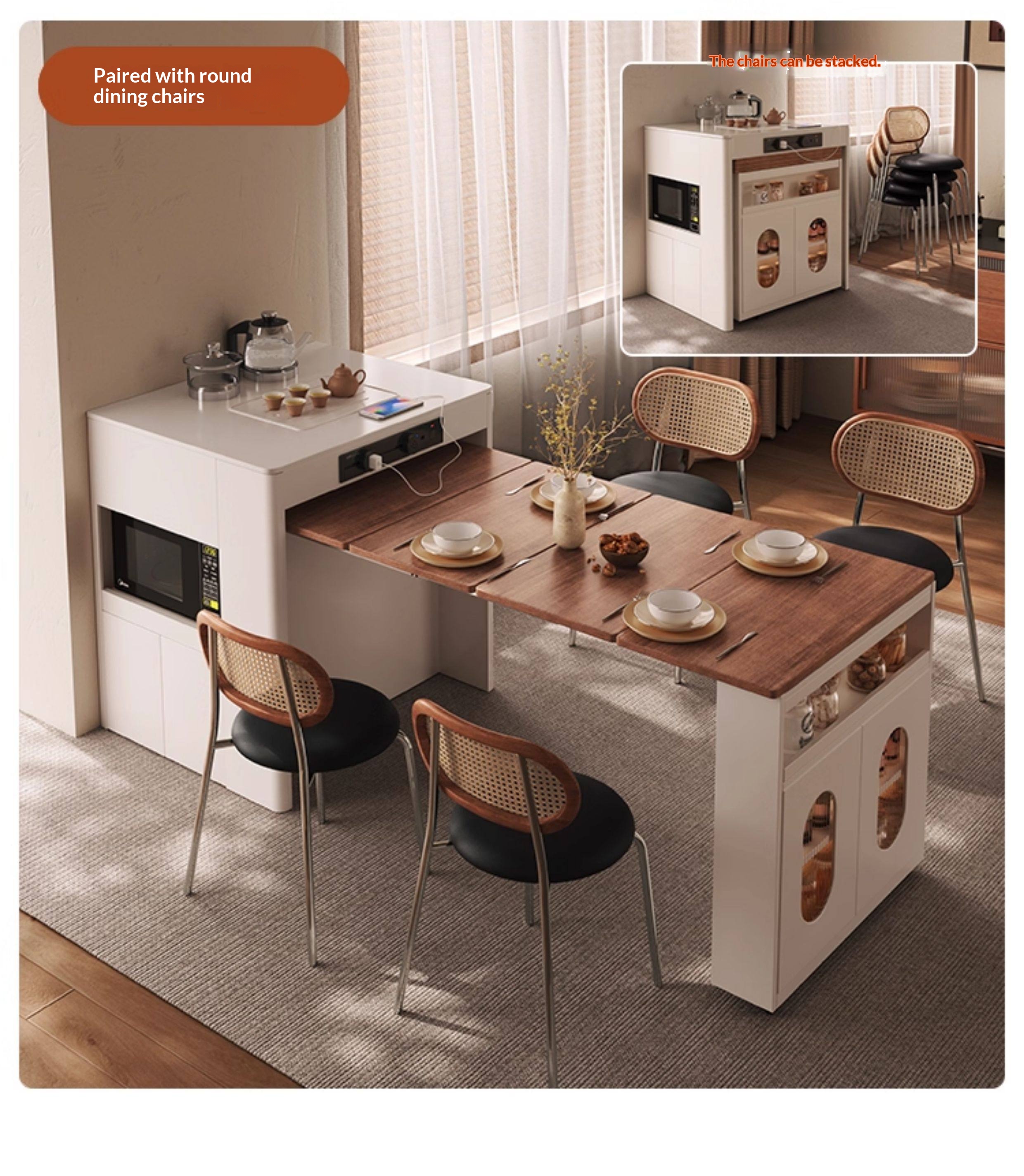 [PRE-ORDER] Dining Sideboard, Island Countertop, and Dining Table Combination