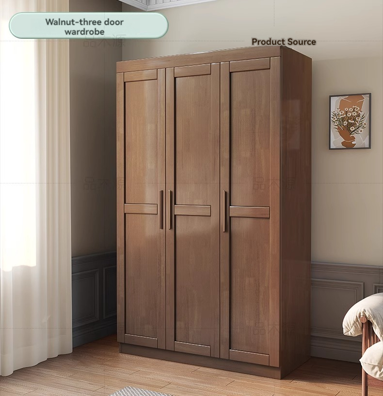 Nordic solid wood wardrobe small household wardrobe modern simple bedroom floor storage cabinet multi-door solid wood cabinet-Smart-Living