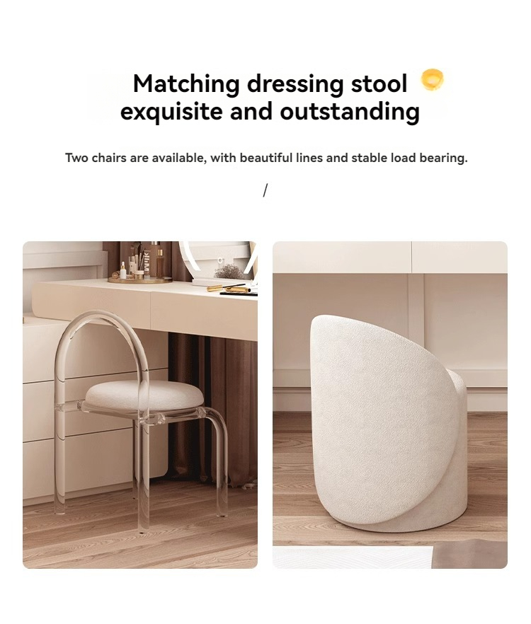 [Pre-order] Solid wood paint chest of drawers dressing table bedroom telescopic storage cabinet Changhong glass cabinet with dressing table-Smart-Living