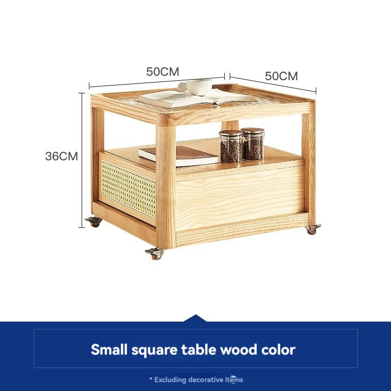 [Pre-order] LEMARS Changhong glass coffee table moving side table combination Nordic log style countertop ash net red square tea table-Smart-Living