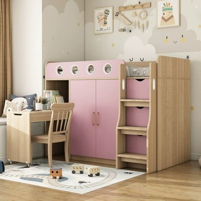 [Pre-order] Nordic children's bed elevated bed bed bed under cabinet desk bed wardrobe one multi-functional tatami bedding combination-Smart-Living