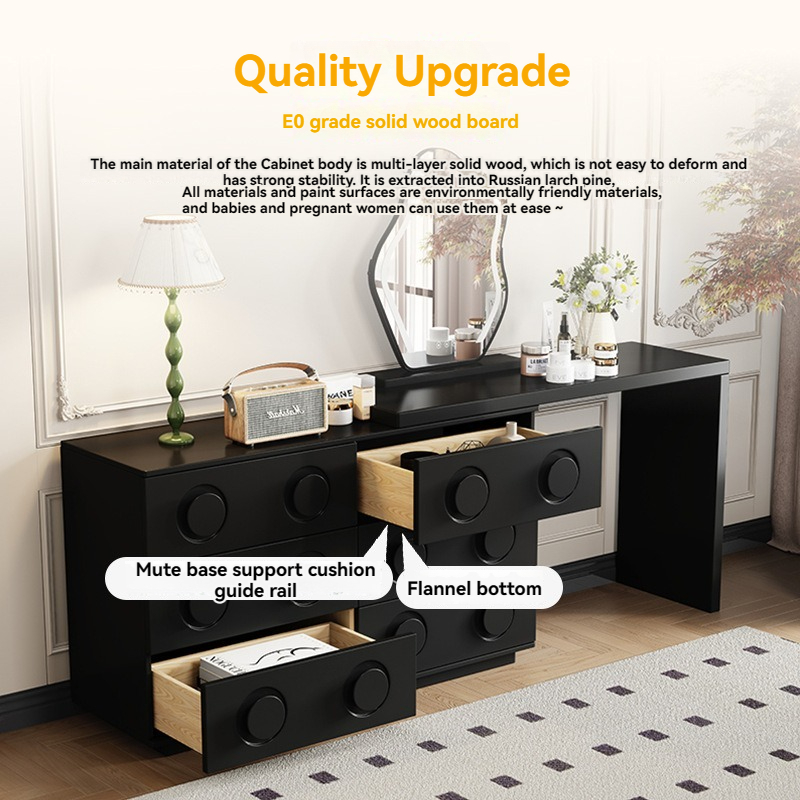 [Pre-order] Chinese ancient style dresser solid wood chest of drawers integrated telescopic lacquer bedroom bedside cabinet simple modern corner dressing table-Smart-Living