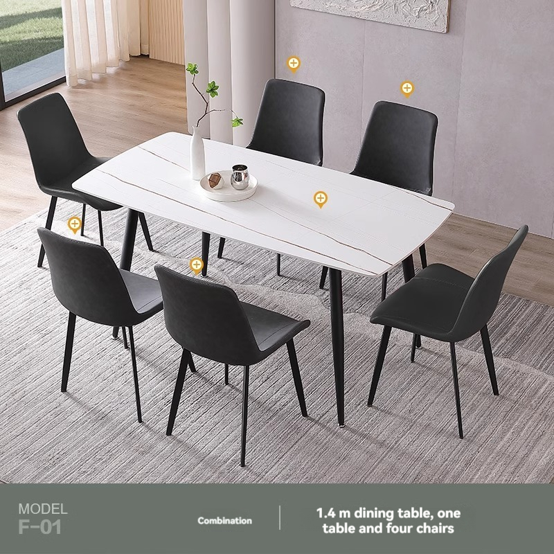 [Pre-order]  Muyue Light Luxury Slate Dining Table Modern Simple Home Small Apartment Dining Table Rectangular Nordic Dining Table and Chairs-Smart-Living