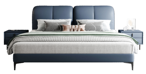 PRE ORDER / BTO PACKAGE - VR - bed - FD-637 Nordic Italian Bed - Modern Minimalist Luxury Double Bed, 1.8m Small Space Master Bedroom Wedding Bed, Soft Upholstered Genuine Leather Bed