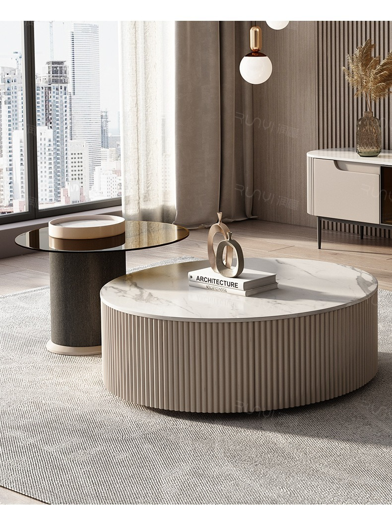 (Pre-Order/BTO Package)Luxury Modern TV Cabinet Set - Living Room Minimalist Creative Marble TV Stand with Sideboard, Internet-Famous Designer Series