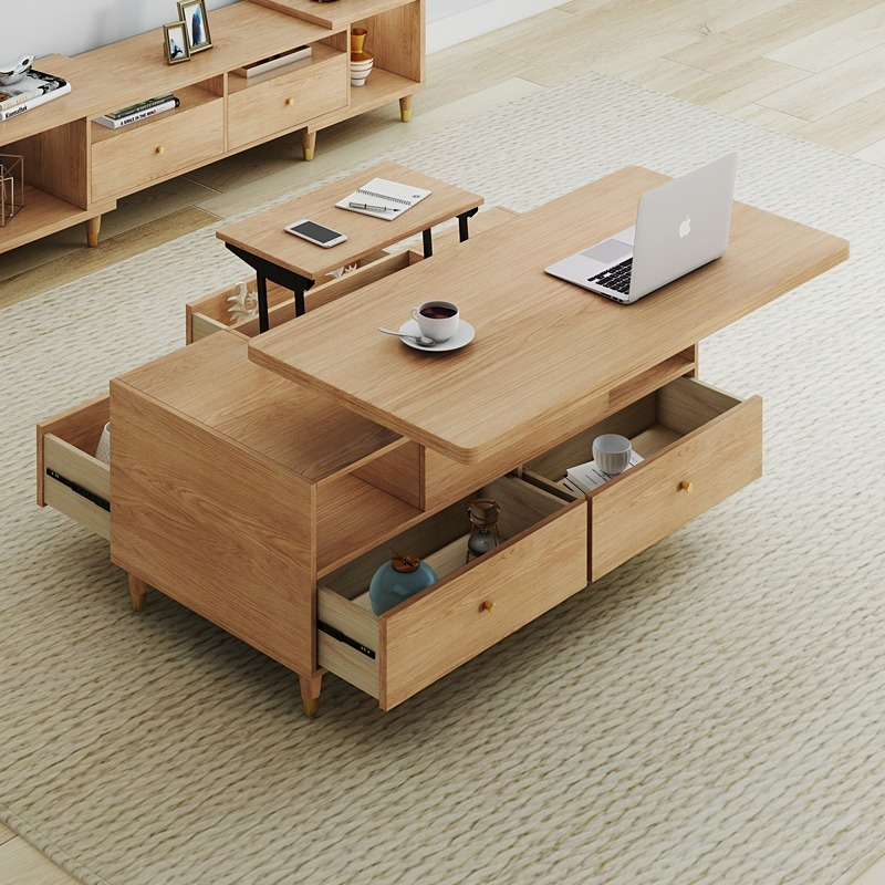 PRE ORDER / BTO PACKAGE - VR - Coffee table -S3013# Lift Coffee Table Convertible to Dining Table - Multi-functional Folding Modern Minimalist Nordic Style Living Room Furniture for Small Spaces with Storage