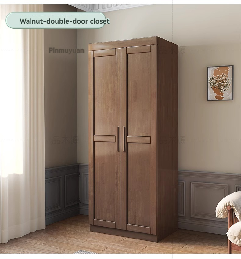 Nordic solid wood wardrobe small household wardrobe modern simple bedroom floor storage cabinet multi-door solid wood cabinet-Smart-Living