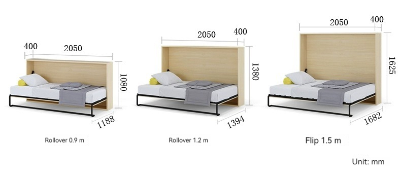[showroom] Invisible Up or Side Foldable Bed, Murphy Bed, Hidden Bed, Wall Bed, Smart Folding Rollaway Bed With Hardware Accessories