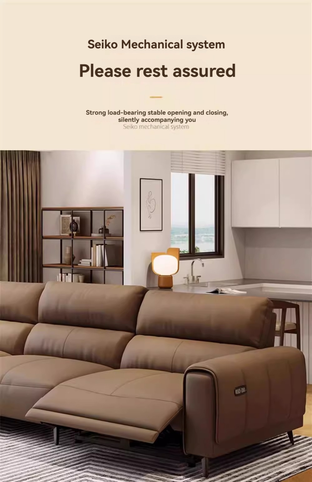 [Pre-order] Chivas official flagship shop electric function sofa Italian simple head leather multifunctional straight sofa light-Smart-Living