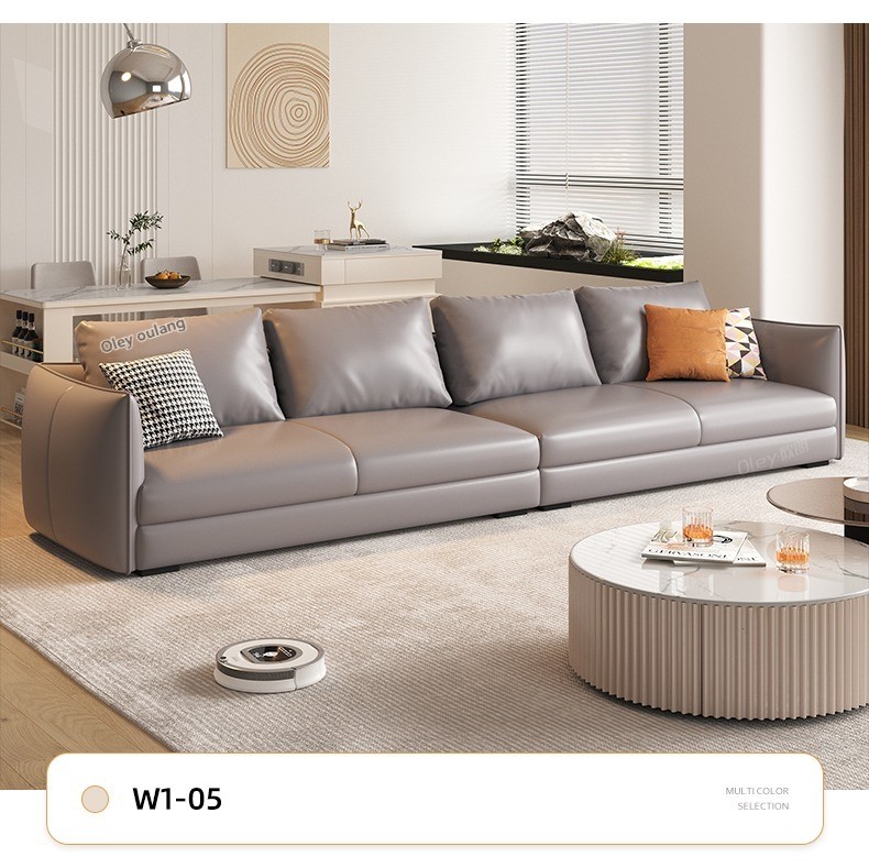 PRE ORDER / BTO PACKAGE - A - SOFA - Nappa Leather Sofa for Living Room – Modern Minimalist Straight-Line Luxury Sofa for Small Spaces