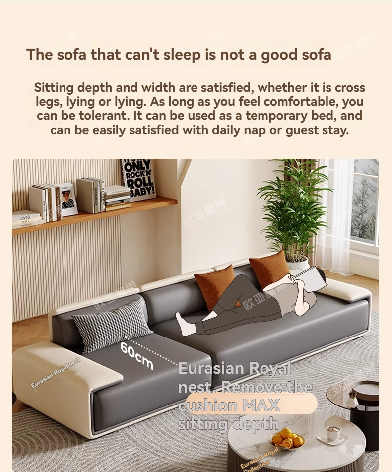 (PRE ORDER / BTO PACKAGE - OY - SOFA)Euro-Asia Royal Nest Nordic Genuine Leather Sofa – Living Room Modern Minimalist Set, Suitable for Various Apartment Sizes, with Latex Chaise Lounge, 2025 Edition