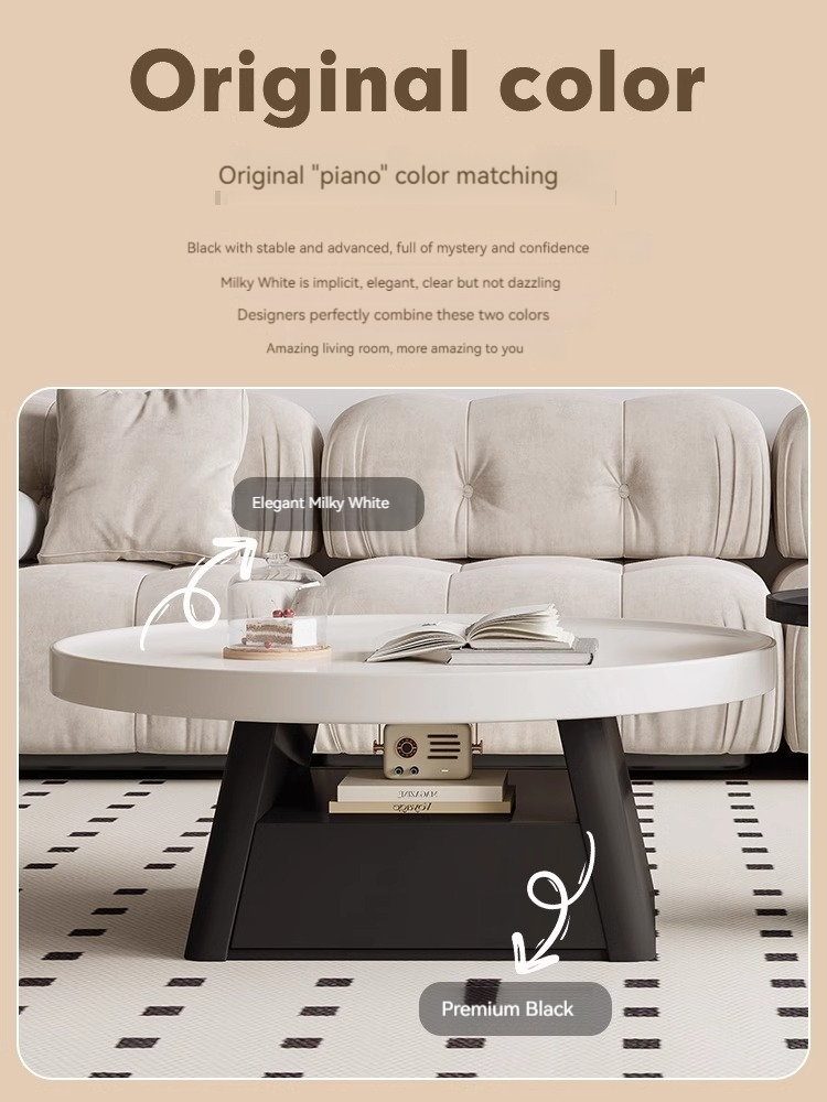 [Pre-order] Coffee table living room 2023 new small apartment several minimalist light luxury high sense of modern new creative circle-Smart-Living