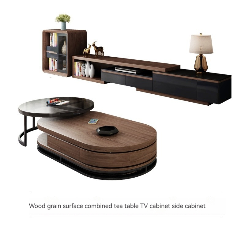 [Pre-order] Coffee table TV cabinet living room 2023 new coffee table living room household small apartment simple round tempered glass-Smart-Living