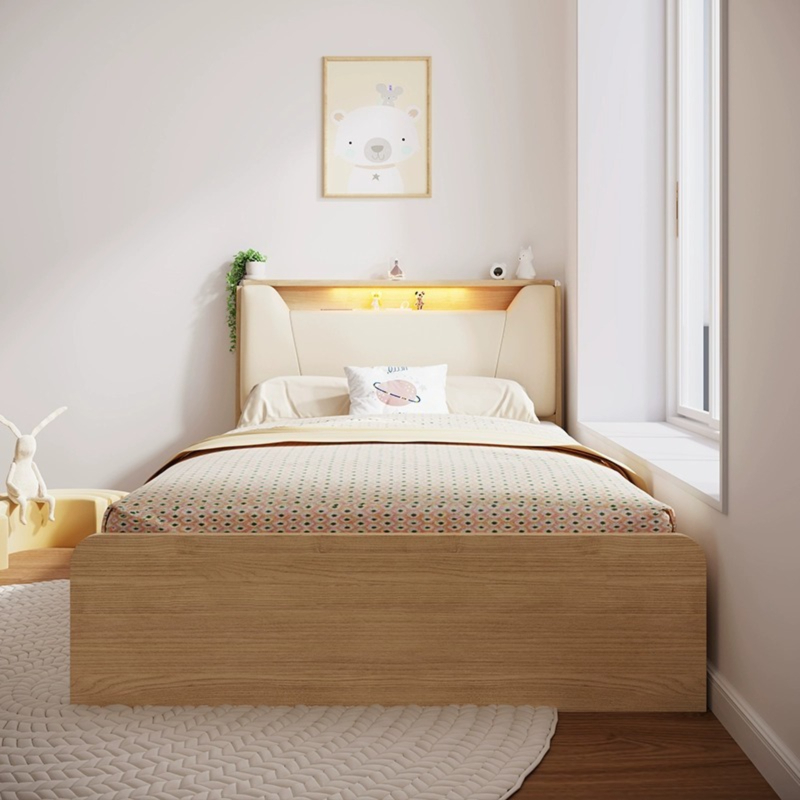 [Pre-order]  Wooden Moon Storage Bed Modern and minimalist tatami, Nordic household bedroom, small room, space saving 1.2 meters, single bed-Smart-Living