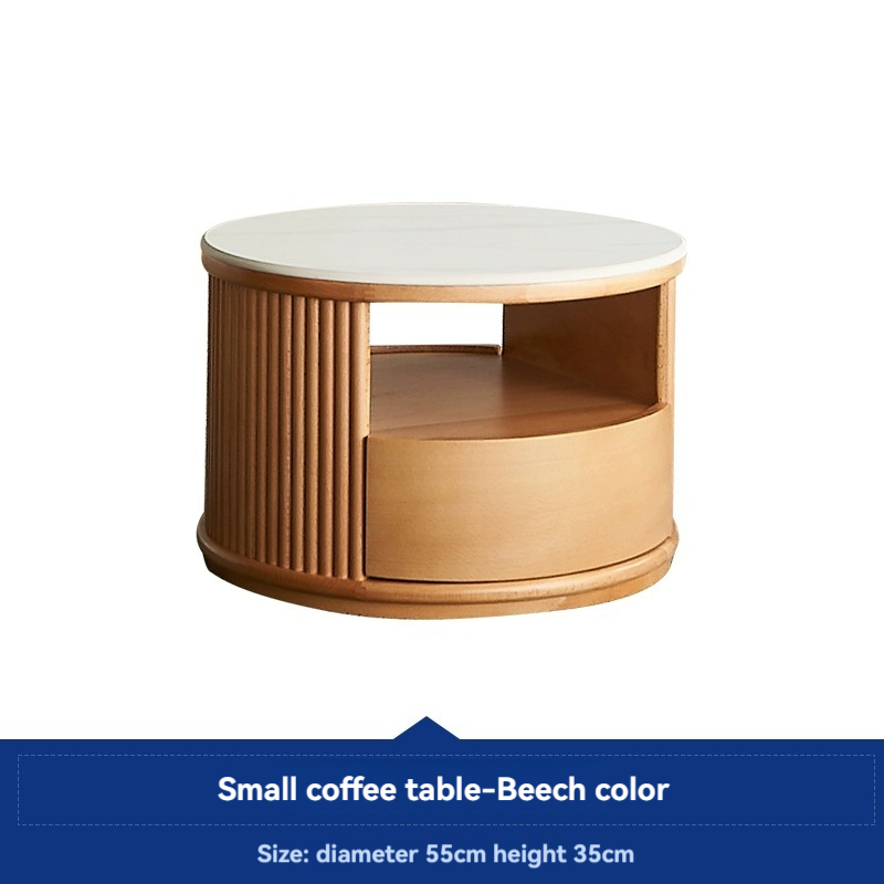 Lemas rock slab size round coffee table combination Nordic small apartment living room household telescopic storage round coffee table-Smart-Living