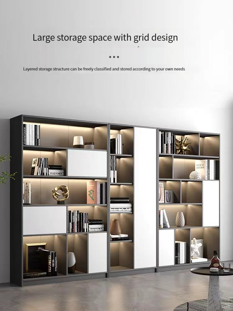 【Showroom】Display bookshelf living room storage rack floor-standing household bookcase wall-mounted storage cabinet modern and simple storage cabinet rack.-Smart-Living