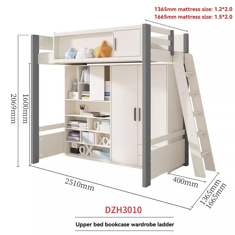 [Pre-order] Bed and table, home use, adult and child combination bed, integrated bunk bed, double layered bunk bed, high and low bed with wardrobe, desk-Smart-Living
