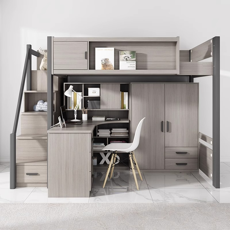 [Pre-order] 1.8-meter combination bed with bunk bed and bunk bed, small-sized children's bed, high-low bed, bunk bed with desk and wardrobe, integrated bed-Smart-Living