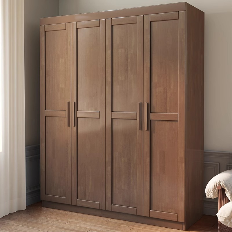 Nordic solid wood wardrobe small household wardrobe modern simple bedroom floor storage cabinet multi-door solid wood cabinet-Smart-Living