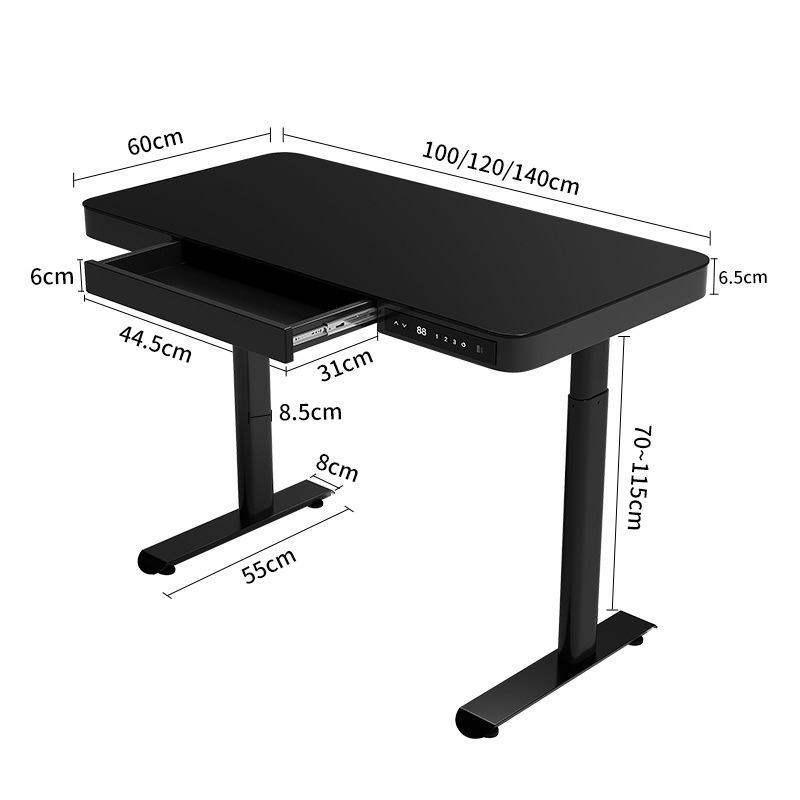 [Pre-order]  Electric intelligent toughened glass with drawer lift table home office multifunctional standing computer lift table-Smart-Living