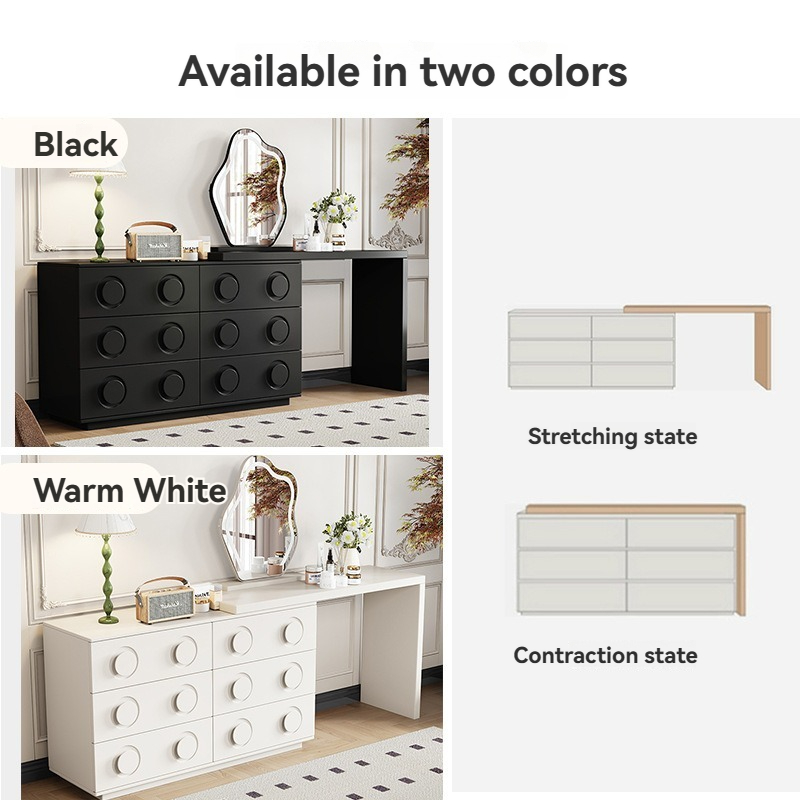 [Pre-order] Chinese ancient style dresser solid wood chest of drawers integrated telescopic lacquer bedroom bedside cabinet simple modern corner dressing table-Smart-Living
